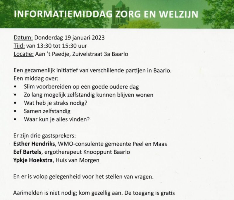 Informatiemiddag zorg en welzijn (19 januari 2023)
