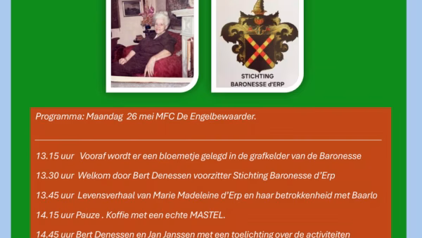 Lezing over Baronesse d’Erp met Bert Denessen, Jan Janssen en Jan Wijnhoven (26 mei)