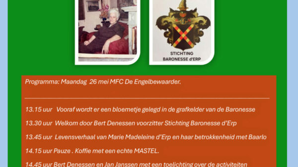 Lezing over Baronesse d’Erp met Bert Denessen, Jan Janssen en Jan Wijnhoven (26 mei)